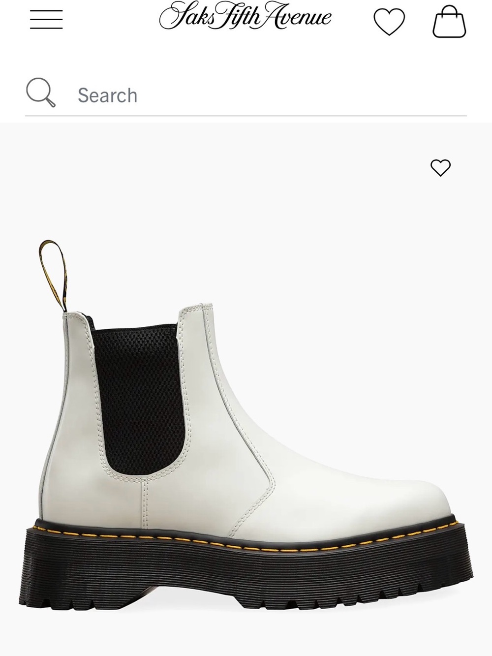 Dr. Marten 2976 Quad Leather White Chelsea Platform Boots Sz 7 - Picture 2 of 10